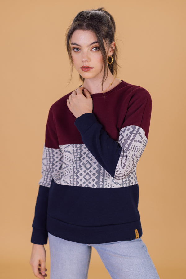 Sweater Mia Burgundy Blue Geo