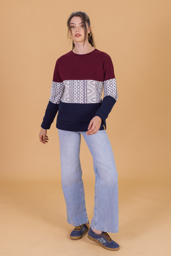 Sweater Mia Burgundy Blue Geo