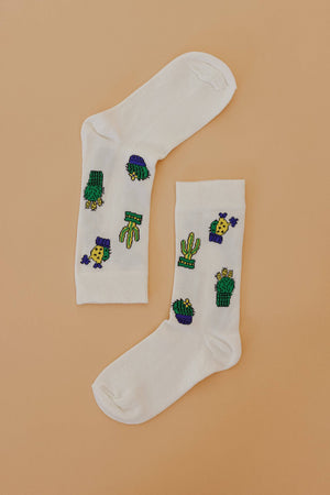 Socks Cactus White White