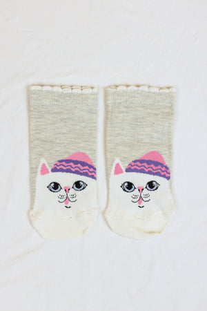 Socks White Kitty In Winter Grey