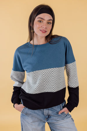 Sweater Mia Blue Herringbone