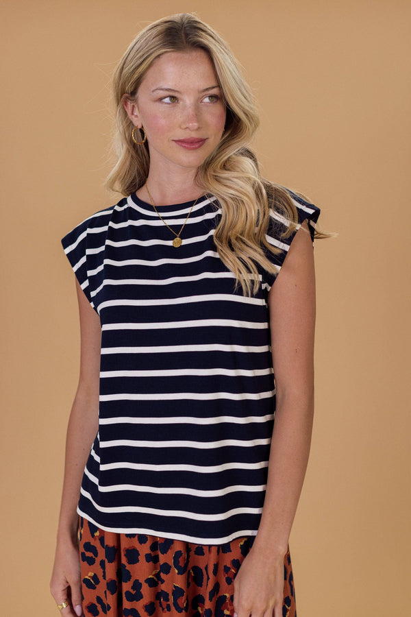 Top Aria Dark Blue Stripes