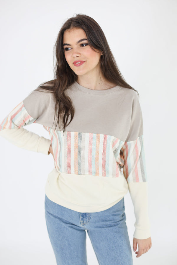 Sweater Mia mocha candy stripes